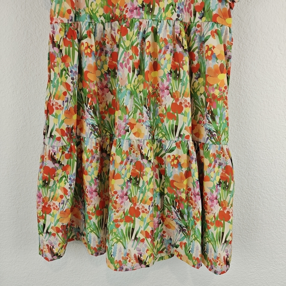 THML NWT Garden Floral Mini Ruffle Sleeve Dress Size Small - Picture 14 of 16